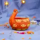 Handmade Washable Terracotta Modern Swan Diya Tealight T-Light Holder - Orange